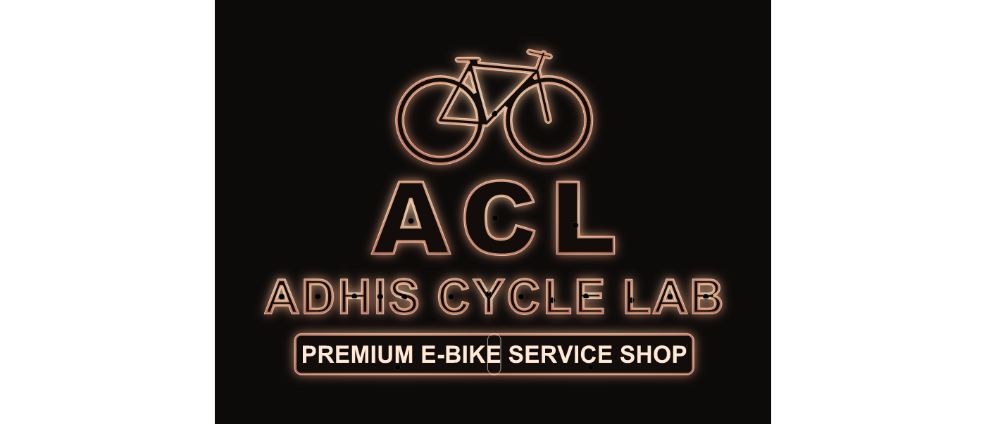 Lit elevation preview of the ADHIS CYCLE LAB sign, generated from the parametric model