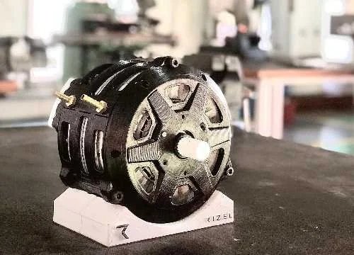 Rizel motor prototype on the workshop bench — photograph